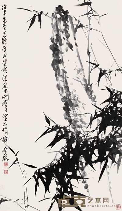 刘昌潮 癸亥（1983）年作 竹石图 镜心 104×60cm